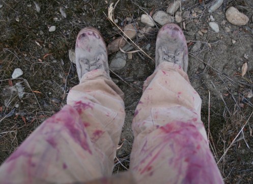 These are the same boots after stalking a caribou herd for 4 hours on my belly. The stains are not blood, but juice from the blueberry patches I crawled through.