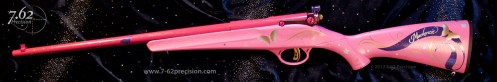 Pink Savage Rascal Rifle, .22 caliber kid's rifle with butterflies and gold accents.