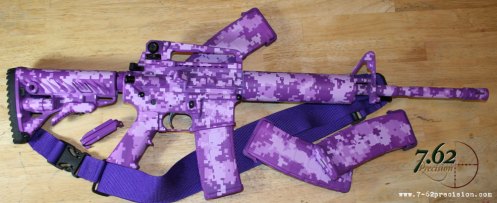 S&W M&P M4 Carbine in purple digital camo & custom purple three-point sling