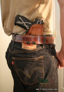Front Line HIWB holster outside a t-shirt.