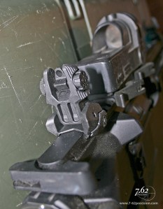 The fine aperture can be flipped up for better precision.